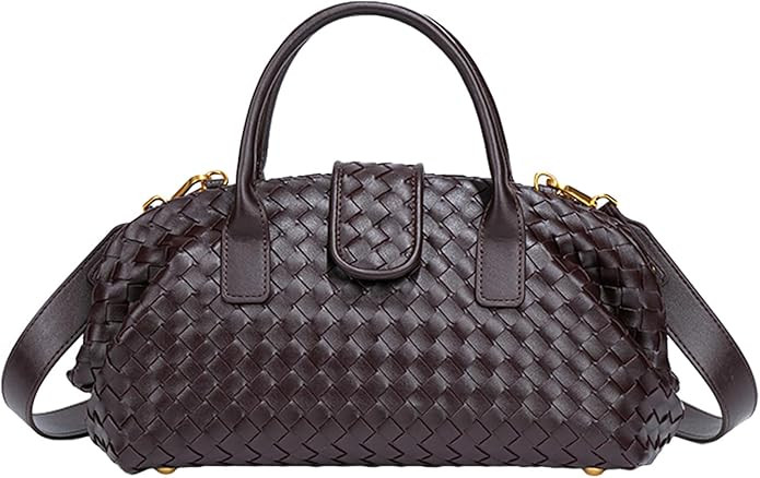 Woven Tote Bag Shell Purse for Women Trendy Faux Leather Shoulder Clutch Crossbody Handbag Woven ... | Amazon (US)