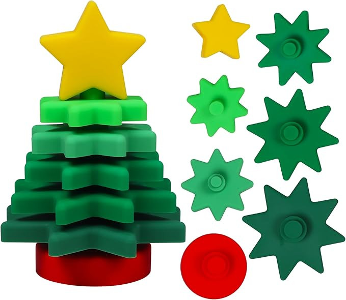 ALLABC Silicone Christmas Tree for Toddlers, Tabletop Xmas Decoration, Stackable & Nesting Baby T... | Amazon (US)