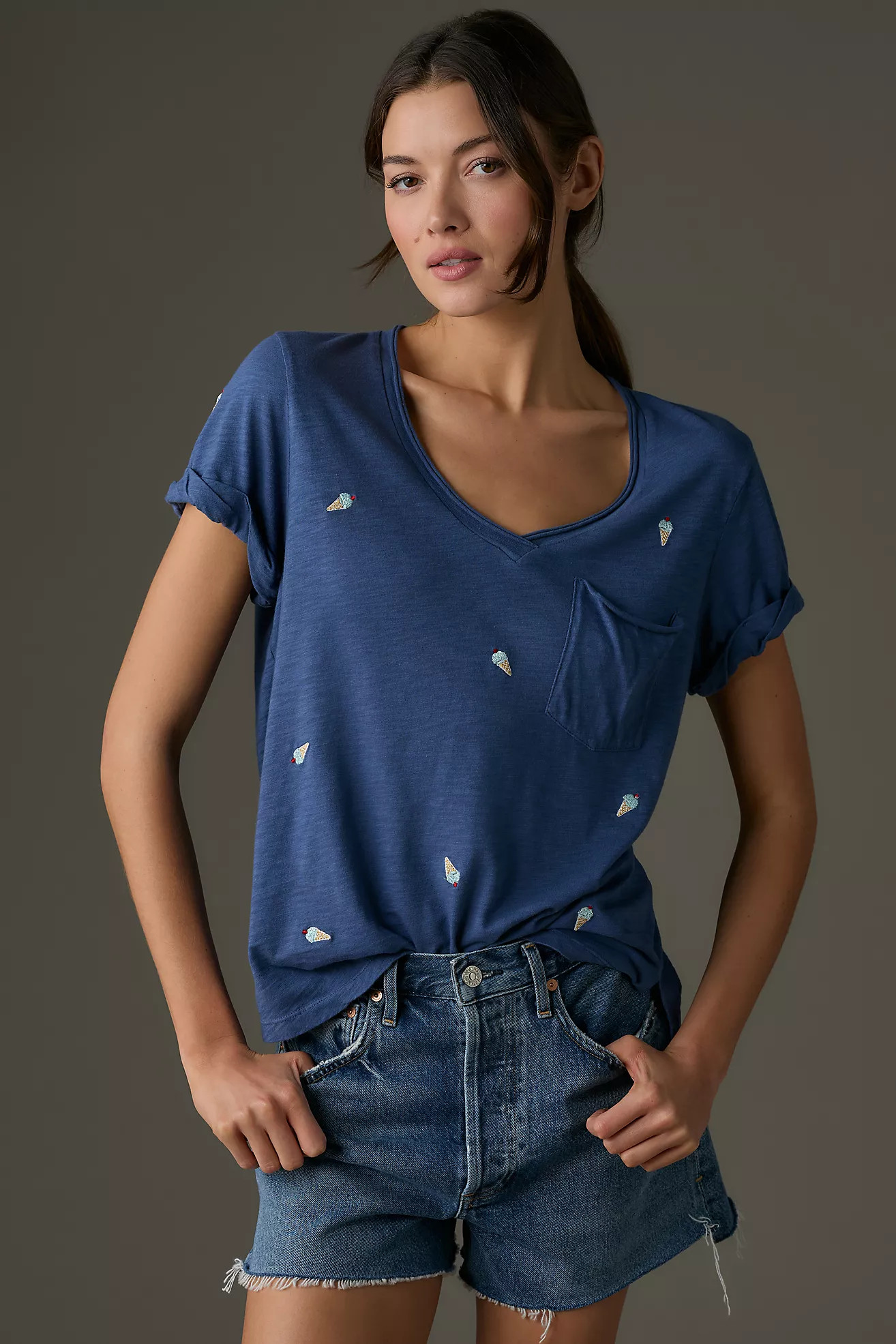 The Lars Classic V-Neck Tee by T.La | Anthropologie (US)