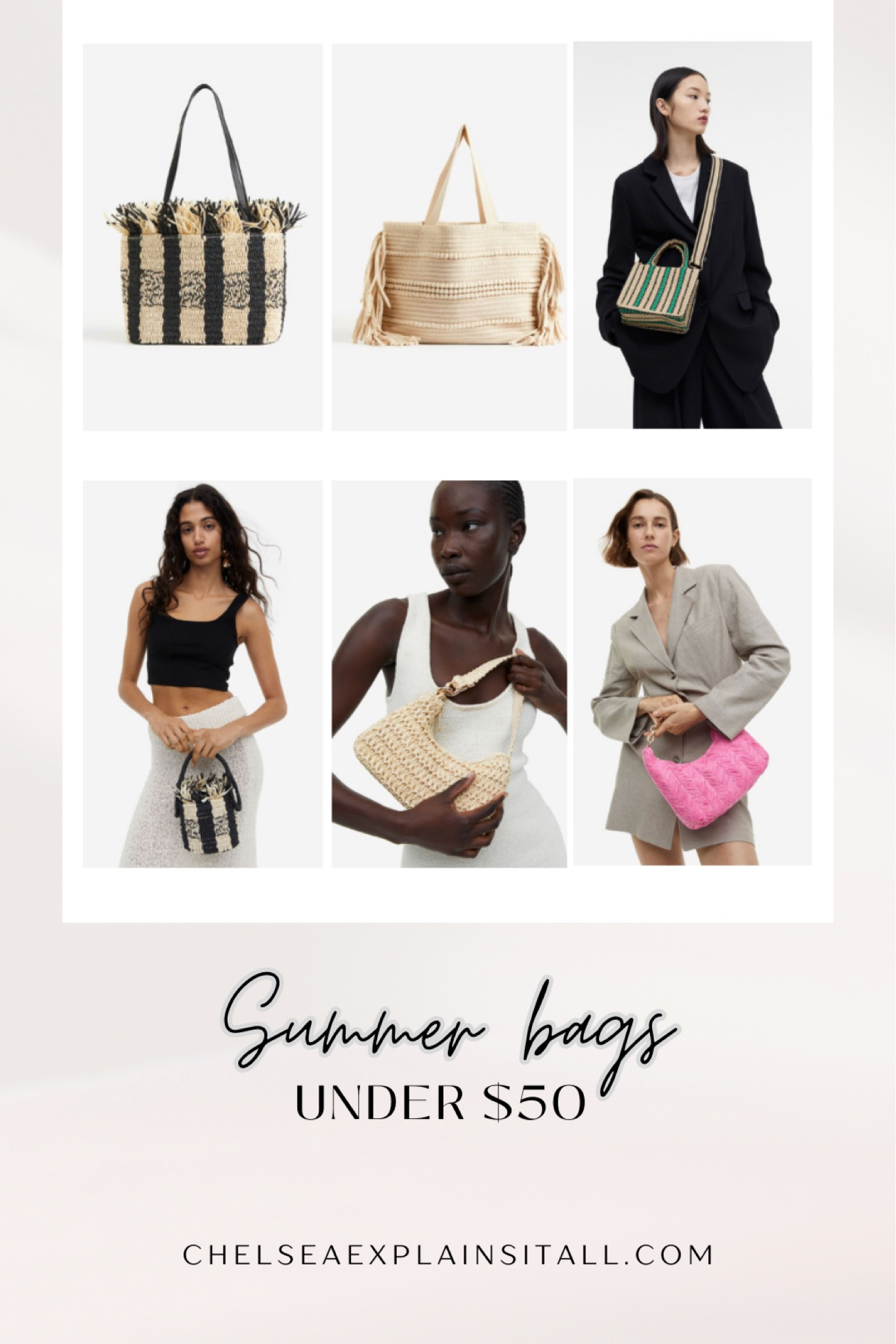 Holy crap I’m obsessed with these bags!! I need a vacation to wear them and a larger closet to store them 🤣 from colorful hues with gold chain accents to straw raffia bags perfect for summer these are all so chic. Veryyyy similar to Prada, ysl and bottega. #summerbag #vacationbag #under50 #hm h&m 

#LTKunder50 #LTKitbag #LTKstyletip