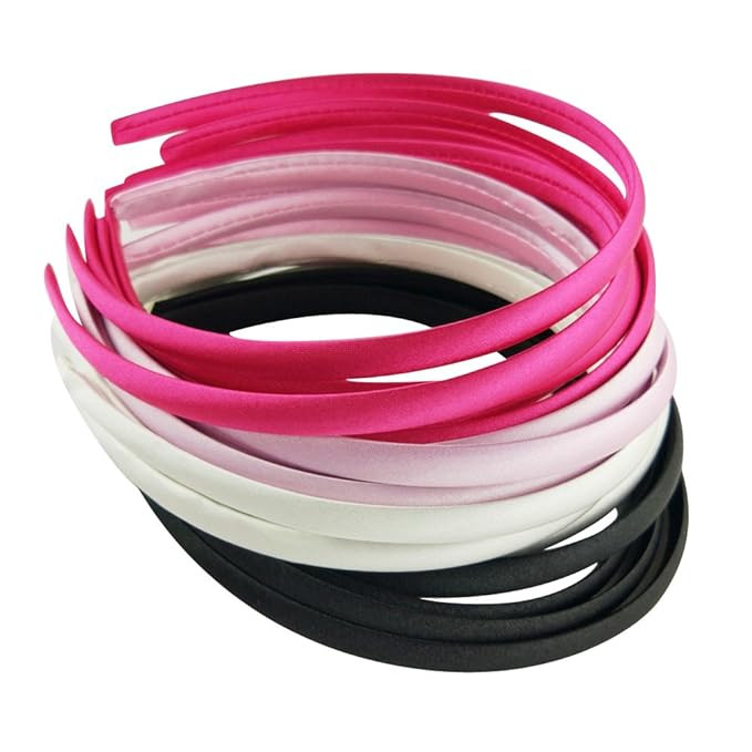 Hixixi 20pcs pack Girls/Women Diy Satin Fabric Ribbon Headbands Width 10mm(5 Black 5 Wihte 5 Pink... | Amazon (US)