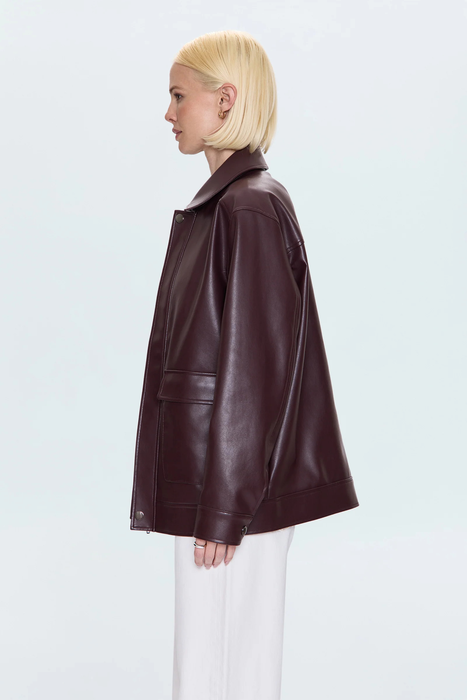 Valerie Faux Leather Bomber Jacket - Cabernet | Pistola Denim