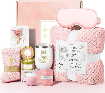 Birthday Gifts for Women, Self Care Gifts, Unique Relaxing Spa Gift Basket with Luxury Flannel Bl... | Amazon (US)