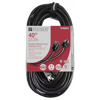 Utilitech Outdoor 40-ft 14 / 3-Prong Outdoor Sjtw Medium Duty General Extension Cord | Lowe's