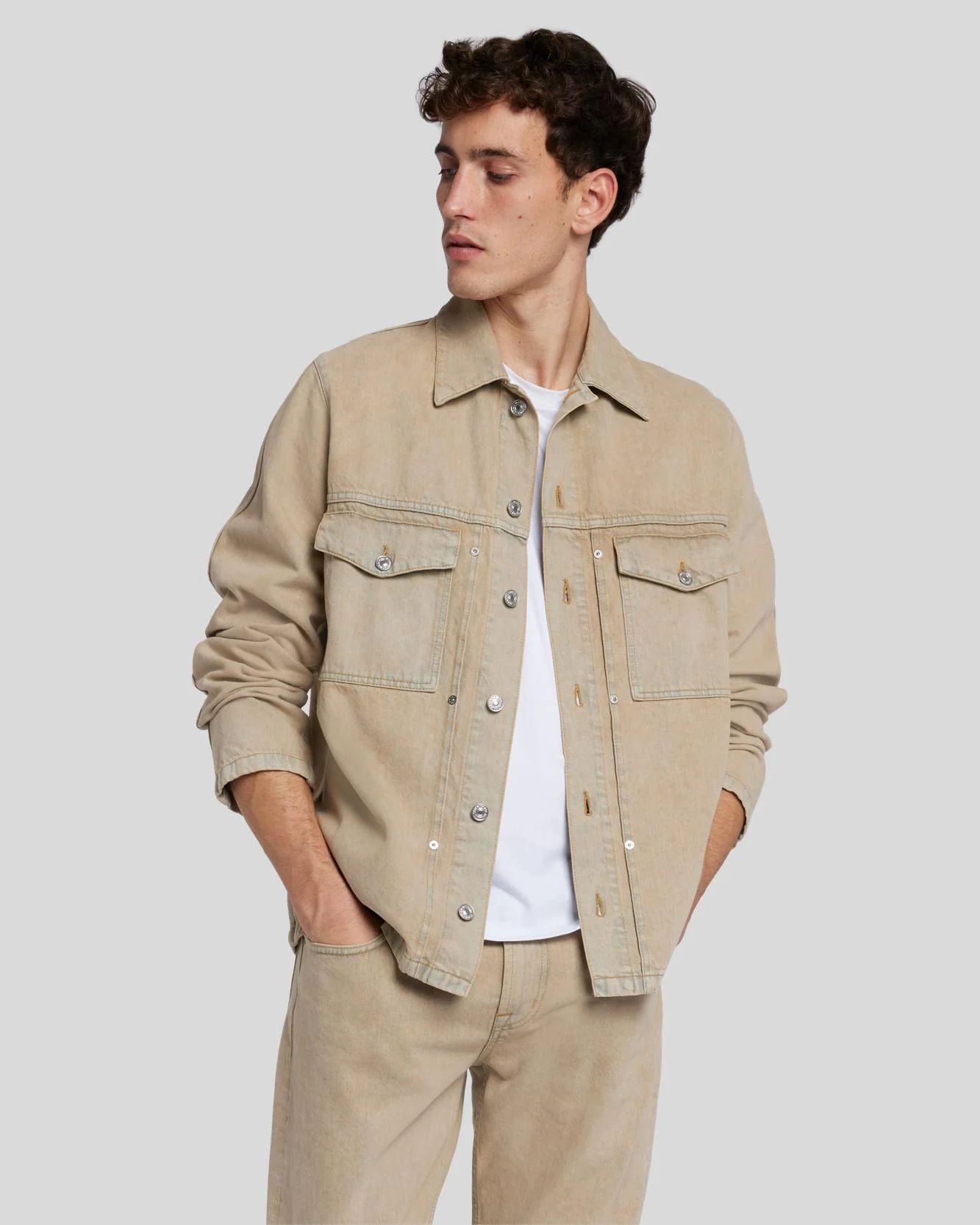 Pleated Overshirt in Earth | 7 For All Mankind