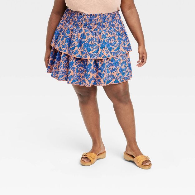Women's Short Tiered Ruffle Mini Skirt - Universal Thread™ Pink Floral | Target
