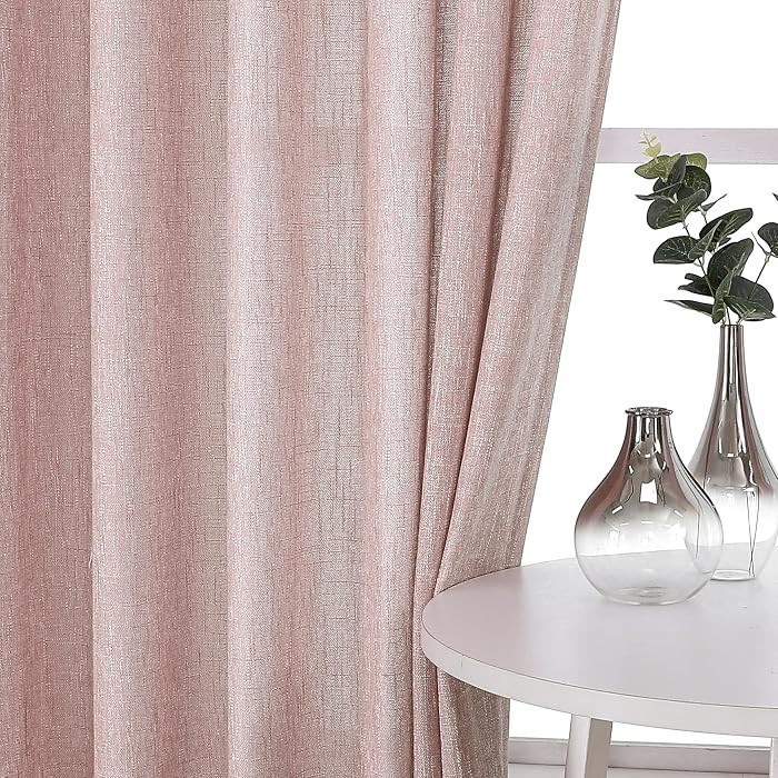 Vision Home Pink Pinch Pleated Semi Sheer Curtains for Girls Bedroom Living Room Textured Light F... | Amazon (US)