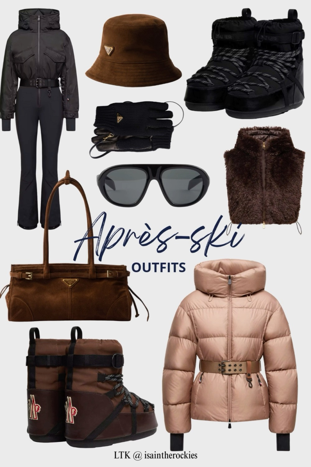 Apres Ski Outfit ideas, ski trip outfit ideas, luxury Après-ski  fit ideas, Prada winter outfit, Moncler outfit ideas. 

 #LTKTravel