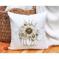 Fall White Pumpkin Square Pillow Cover, Cushion Cover For Your Autumn Farmhouse Decor | Etsy (CAD)