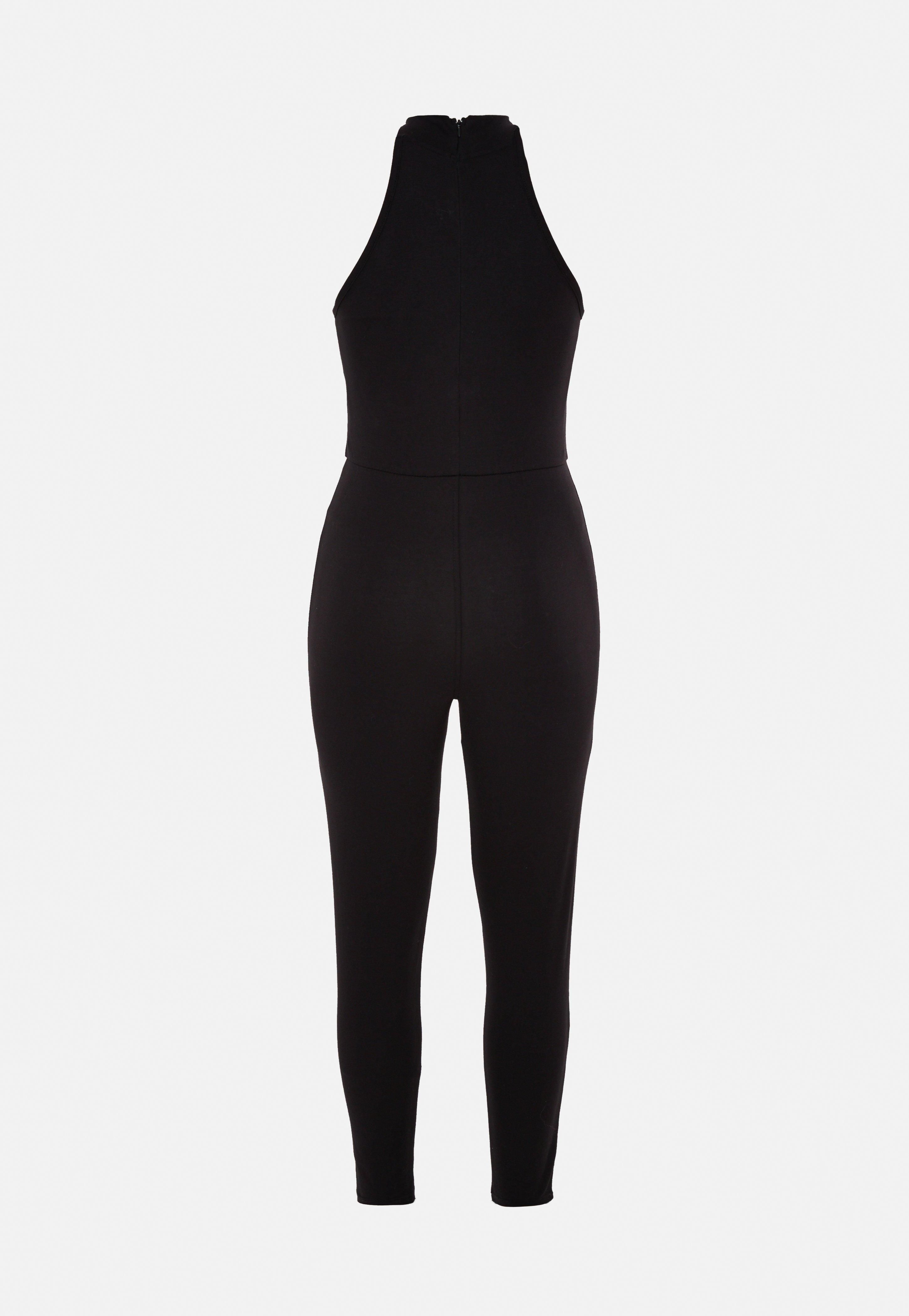 Black High Racer Neck Piping Jumpsuit | Missguided (US & CA)