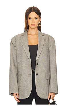 ANINE BING Quinn Blazer in Ivory & Black Herringbone from Revolve.com | Revolve Clothing (Global)