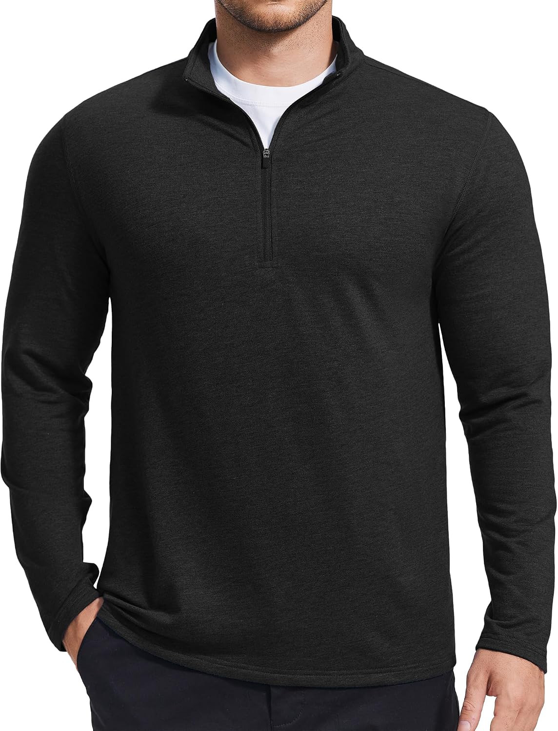 PINSPARK Lightweight Mens Quarter Zip Pullover Sweatshirt Mock Neck Shirts | Amazon (US)