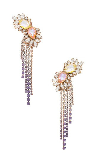 Cluster & Tassel Earrings in Yellow, Peach, Lilac & Crystal | Revolve Clothing (Global)