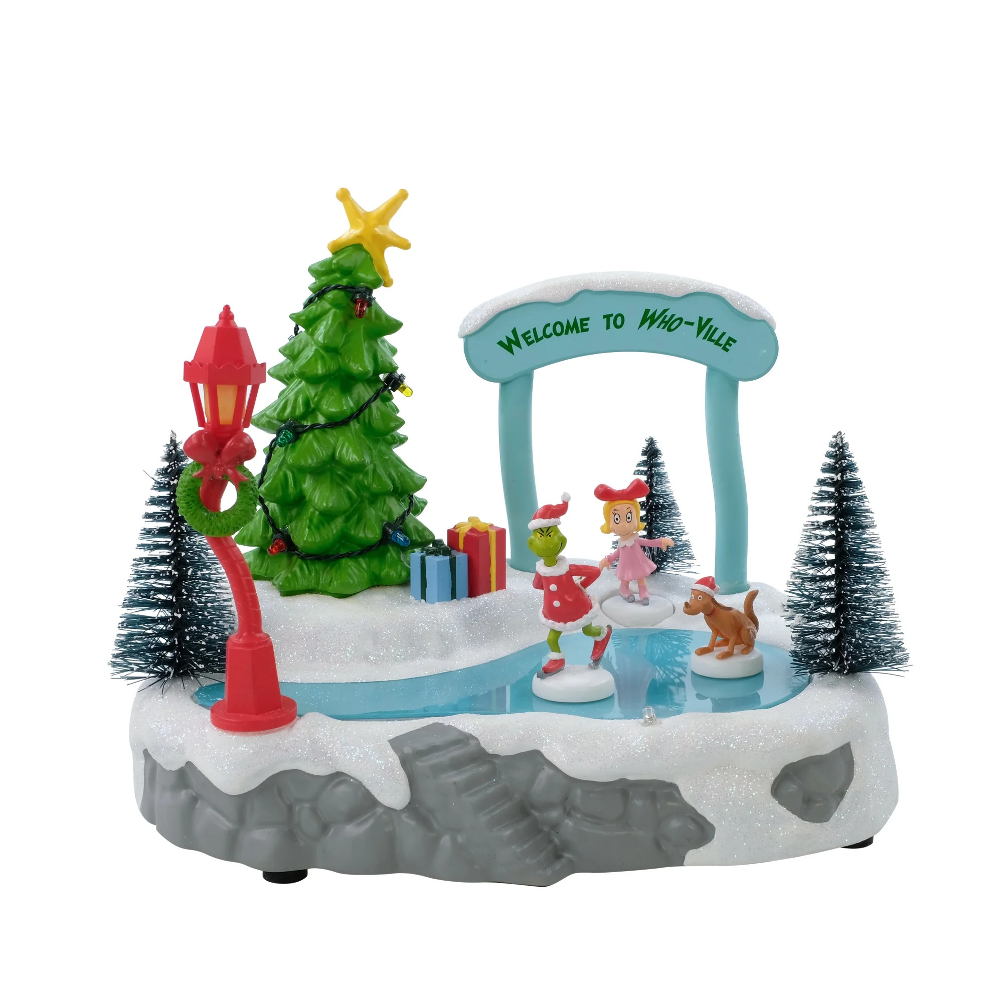 Dr. Seuss' The Grinch, Animated Skating Rink with Lights and Music Christmas Village Building, by... | Walmart (US)