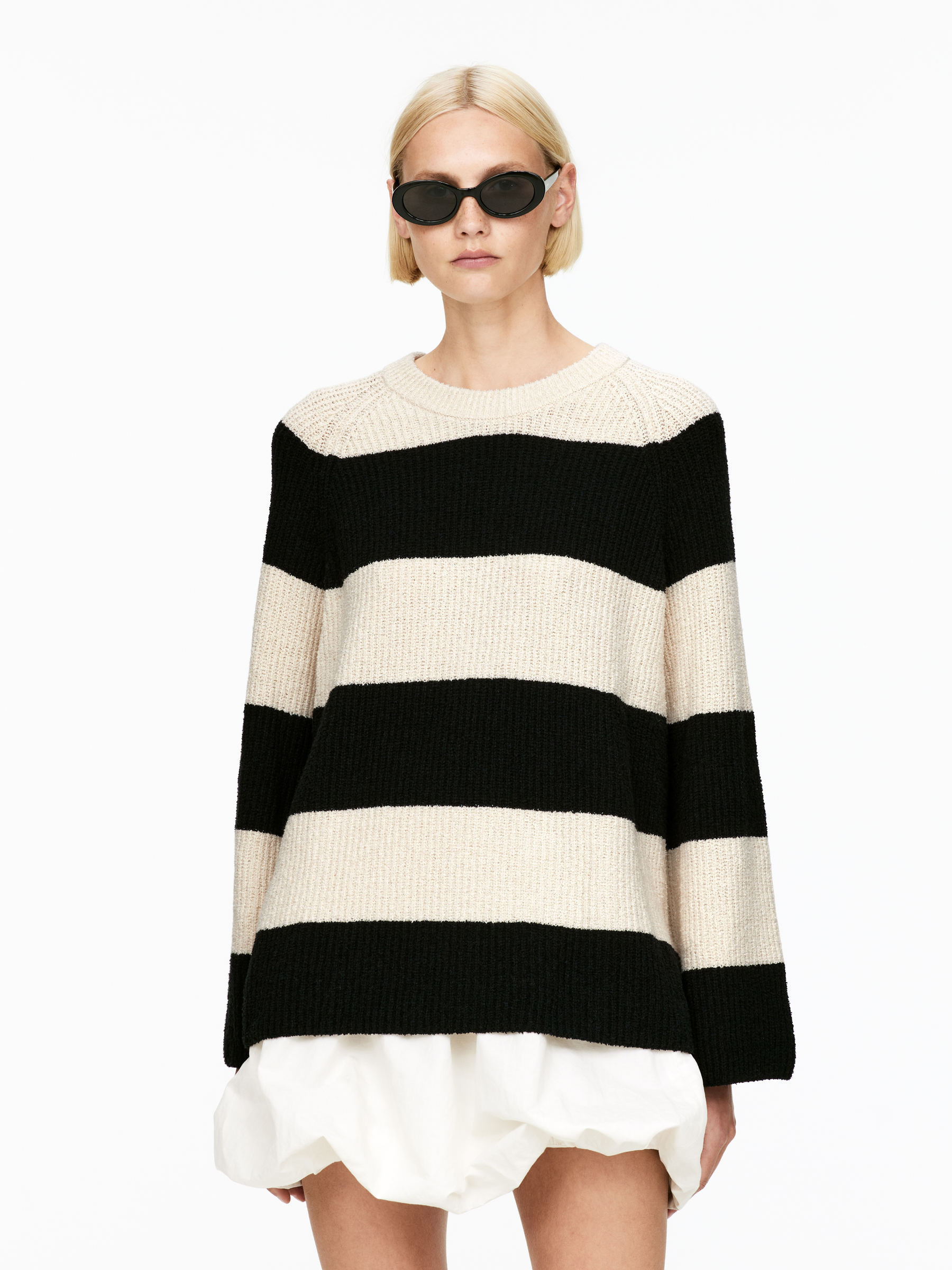 Cotton Blend Jumper – Black/White – Women – ARKET GB | Arket UK