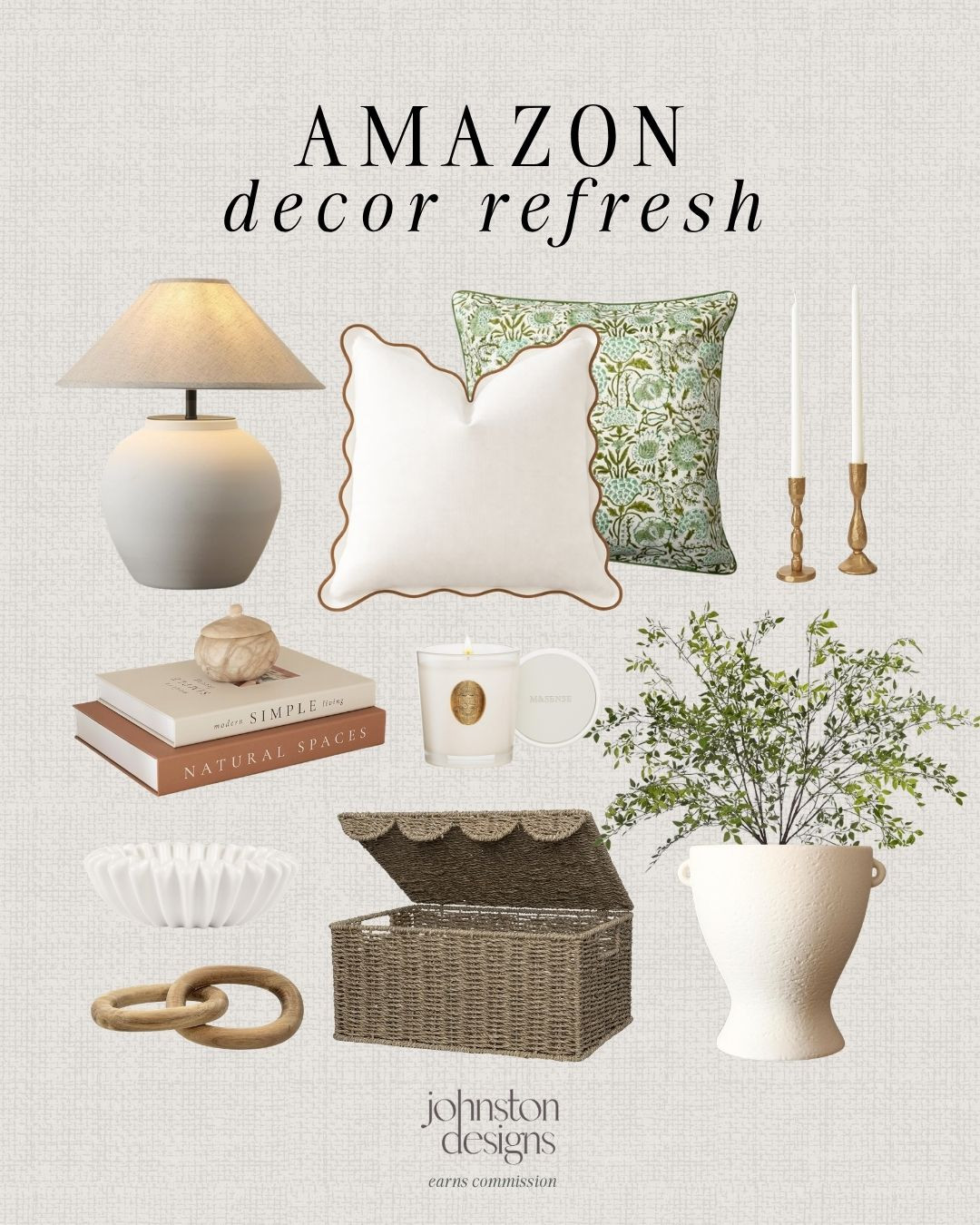 Amazon home decor refresh that looks high-end. 🤍 These pieces instantly elevate your space from the scalloped pillows to the woven textures and soft neutral accents. Such an easy way to refresh your home for the season without spending a fortune!

Amazon home decor, home decor refresh, neutral home decor, affordable home decor, modern home decor, cozy home aesthetic, amazon decor finds, designer look for less home, living room decor ideas, scalloped pillow, woven decor, neutral styling, home styling ideas, spring home decor, amazon finds home 

 #LTKHome