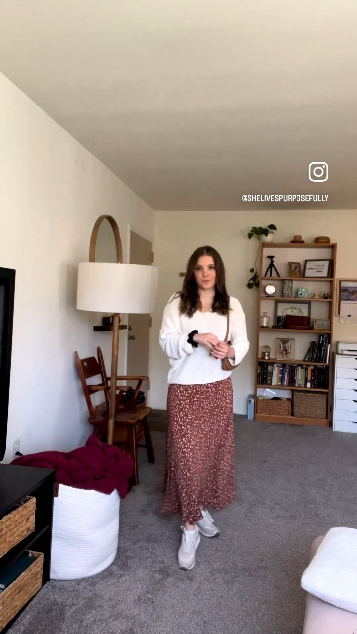 Modest, spring outfit Inspo! MIDI dress or maxi dress with sweater and chunky sneakers with target find and Anthropologie 

#LTKshoecrush