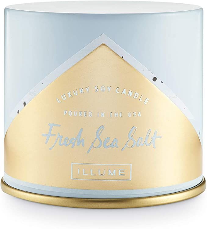 ILLUME Fresh Sea Salt Soy Candle, Vanity Tin, Blue, 11.8 oz. | Amazon (US)