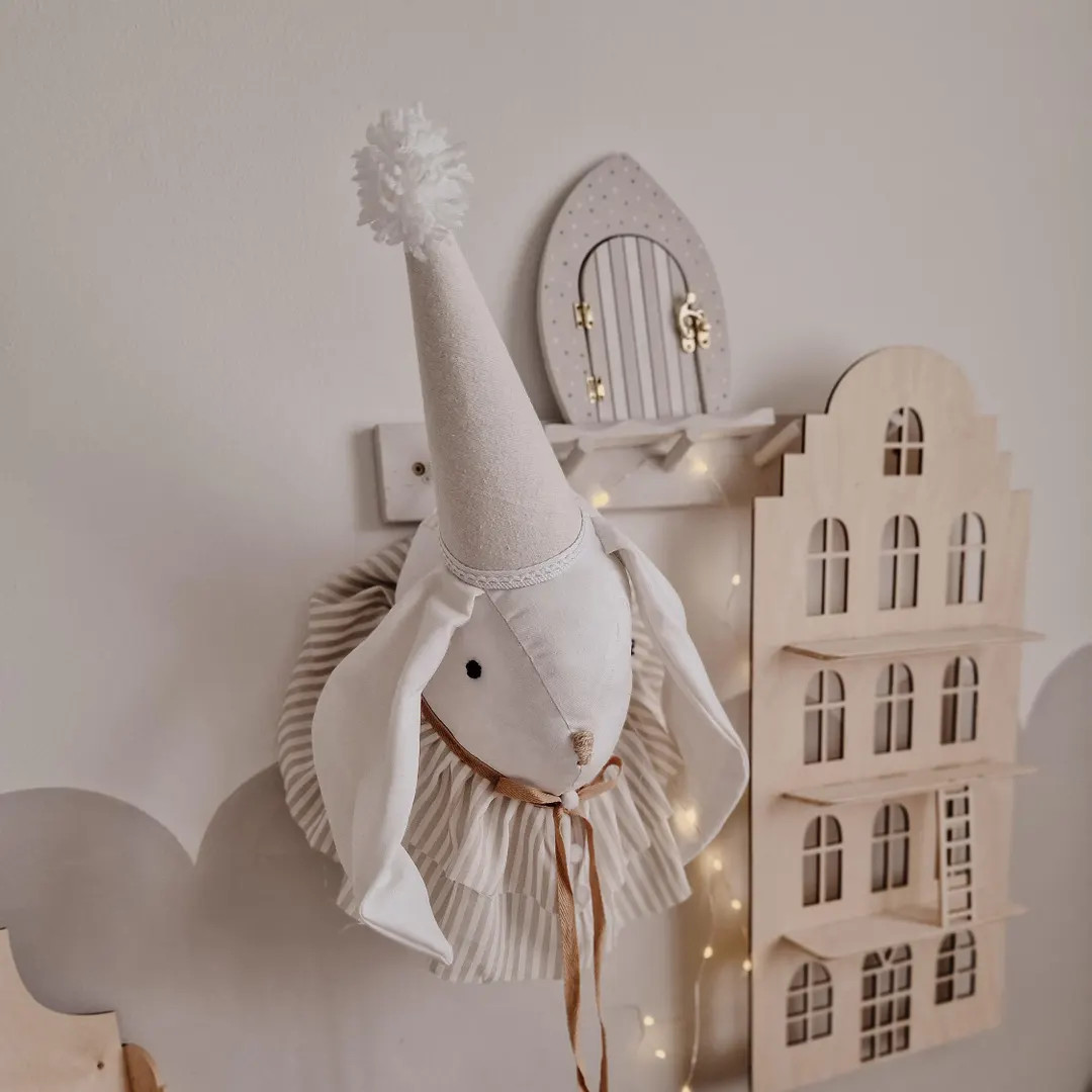 Circus Bunny Head Decoration, Hanging Rabbit Trophy, Bunny Stuffed Animal, Rabbit Soft Toy, Wall ... | Etsy (US)