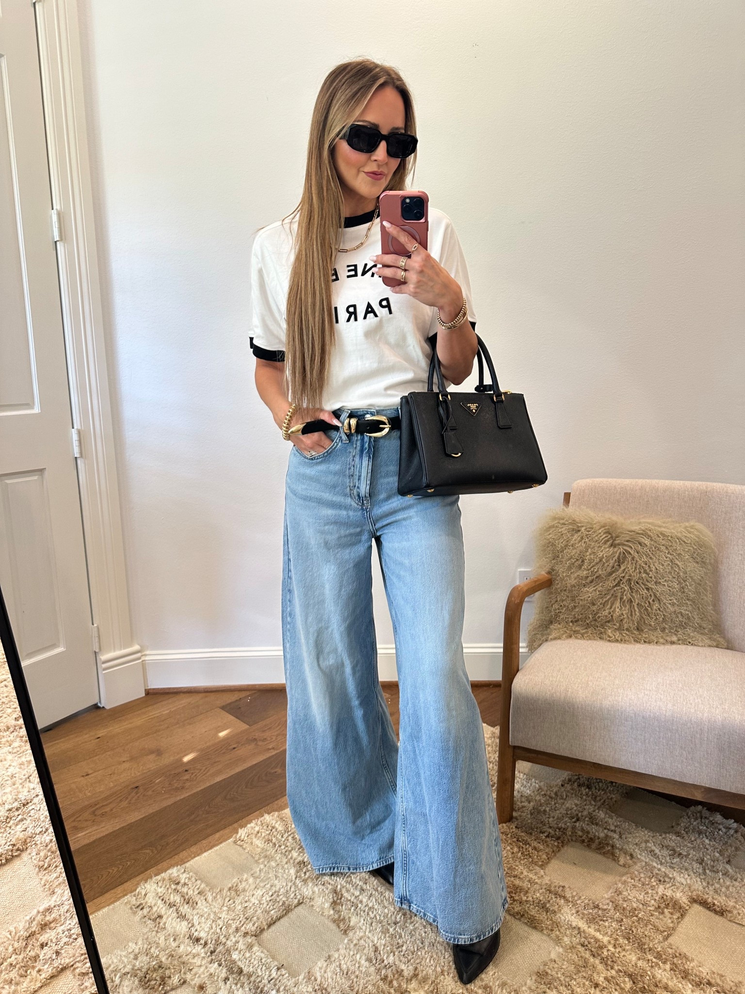 I love mixing designer pieces and inexpensive finds to create a casual but chic look! Anine Bing can do no wrong in my opinion! Their tees and sweatshirts are 💯💯 and these palazzo pants are a must grab for $40 from Target!

#LTKItBag #LTKStyleTip