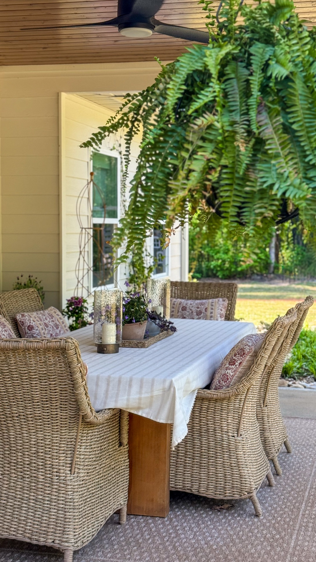 The goal wasn’t perfection… it was creating a space we’d actually use. 
So I kept it simple and focused on:
• A clean, functional dining setup
• Light layering (think textures, not clutter)
• A few elevated details that make everyday meals feel special

Now we’re out here for morning coffee, quick lunches, and slow dinners—and it finally feels like an extension of our home.

If you’ve been wanting to refresh your patio, start with your dining space. It’s the quickest way to make it feel complete.

#backpatiodesign #outdoordiningideas #patioinspiration