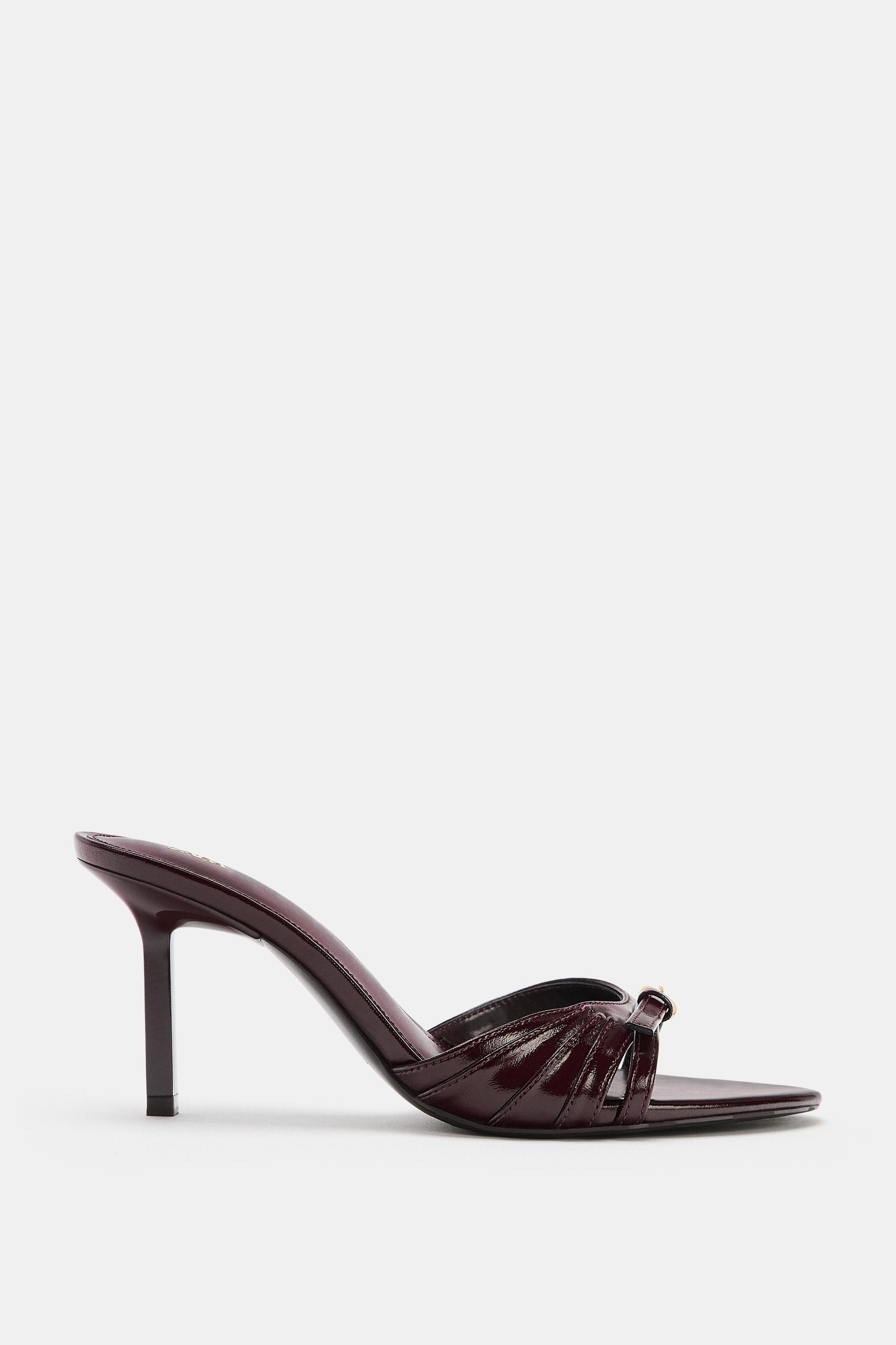 Zara - Buckle Detail Sandals - Burgundy Red - 11 - Woman | Zara US