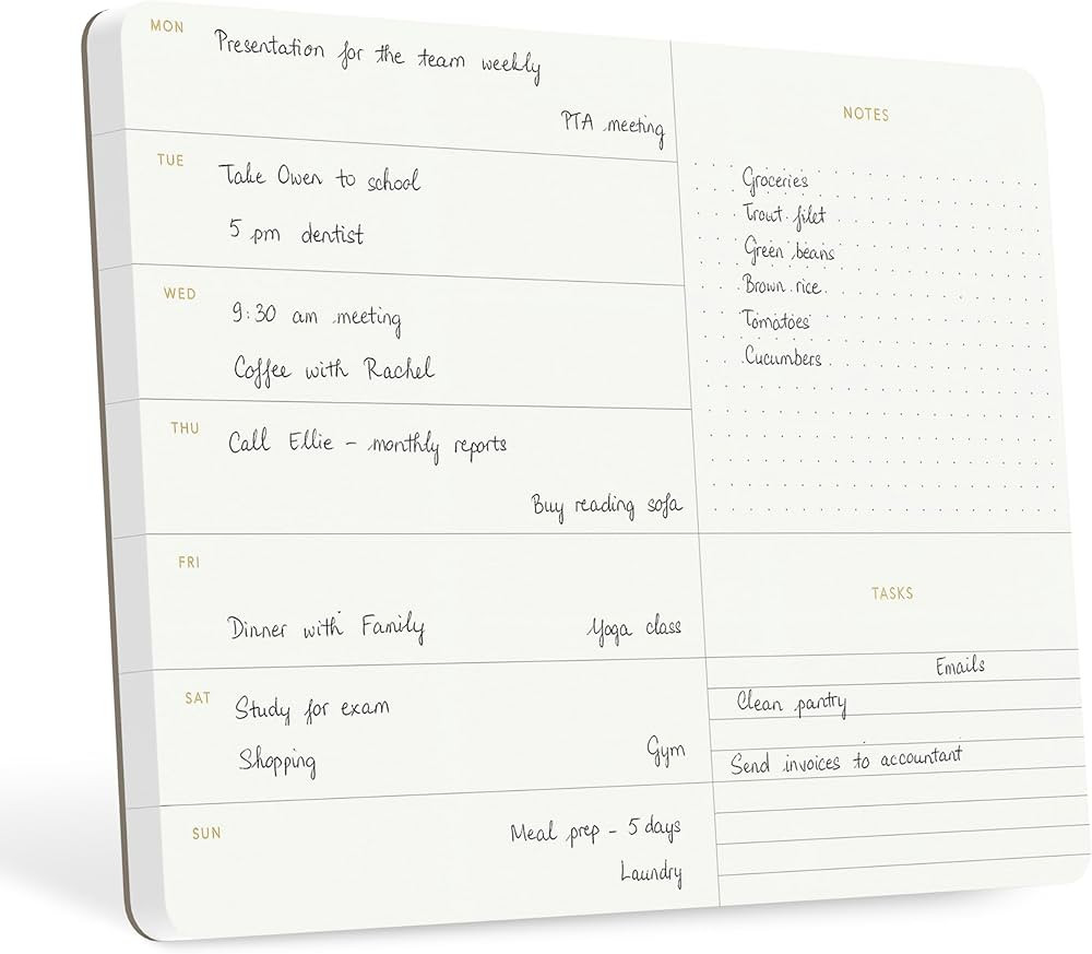 Elegant Weekly Planner Notepad, Undated, 11.22" x 7.87", 52 Sheets (Whole Year), Gold Foil, Tear ... | Amazon (US)