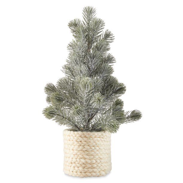 Holiday Time White Potted Evergreen Tree - Walmart.com | Walmart (US)