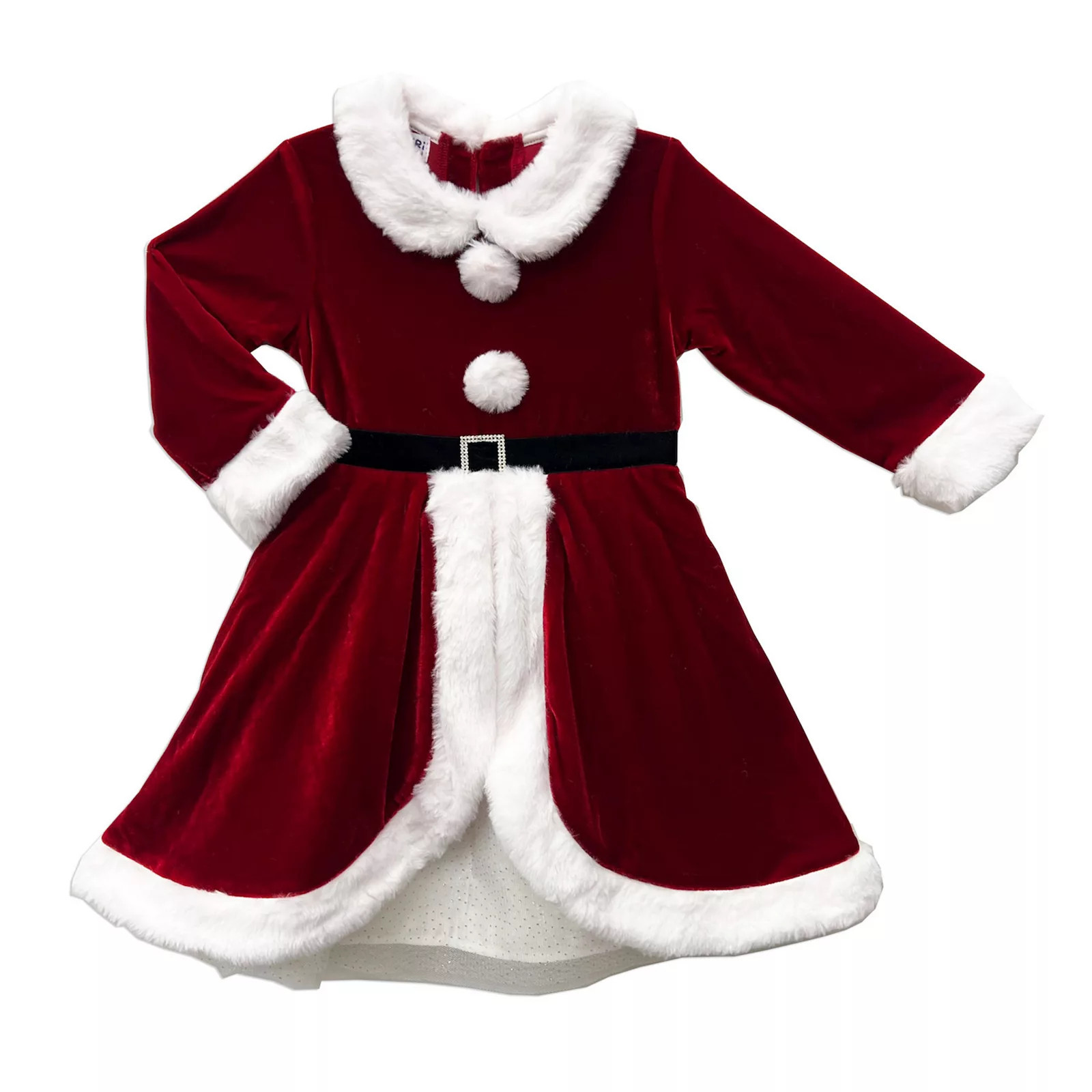 Baby & Toddler Blueberi Boulevard Santa Dress with Faux Fur Trim & Long Sleeves, Toddler Girl's, Size: 2T, Red | Kohl's