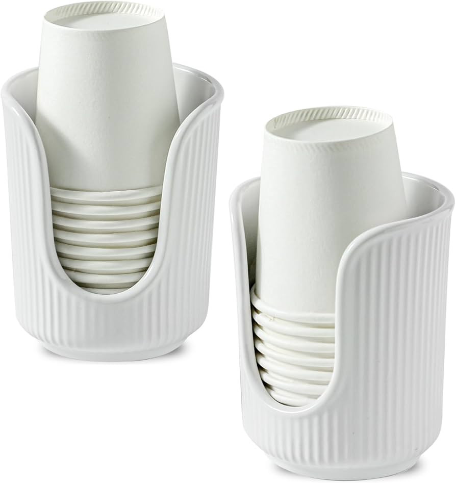 Amazon.com: Dobbyby Ceramic Bathroom Cup Dispenser with Stylish Vertical Stripes - Disposable Mou... | Amazon (US)