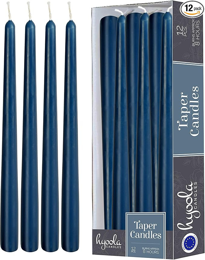 Hyoola 12 Pack Tall Taper Candles - 10 Inch Midnight Blue Dripless, Unscented Dinner Candle - Par... | Amazon (US)