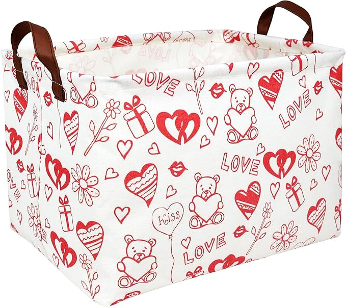 Valentine's Day Basket for Gifts Empty Cute Heart Large Gift Basket Decorative Storage Bin for Ki... | Amazon (US)
