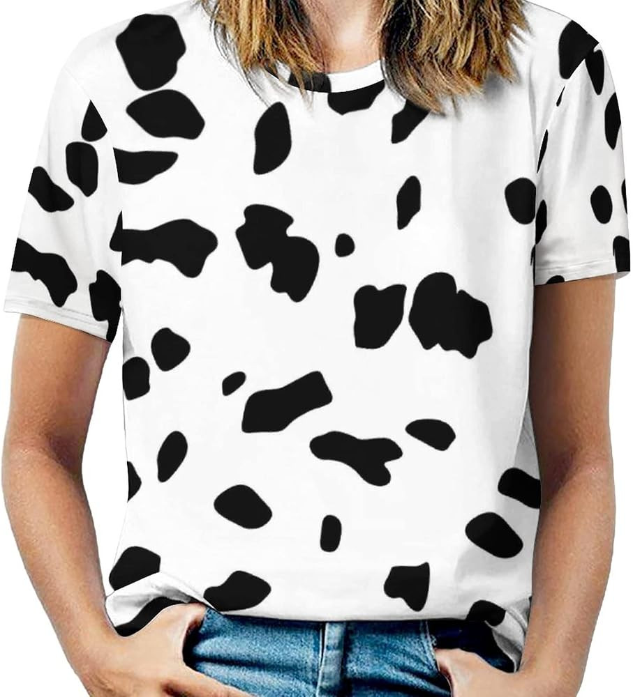 Bagea-Ka Dalmatian Dog Print Womens Graphic Printed T-Shirt Short Sleeve Casual Tees Tops | Amazon (US)