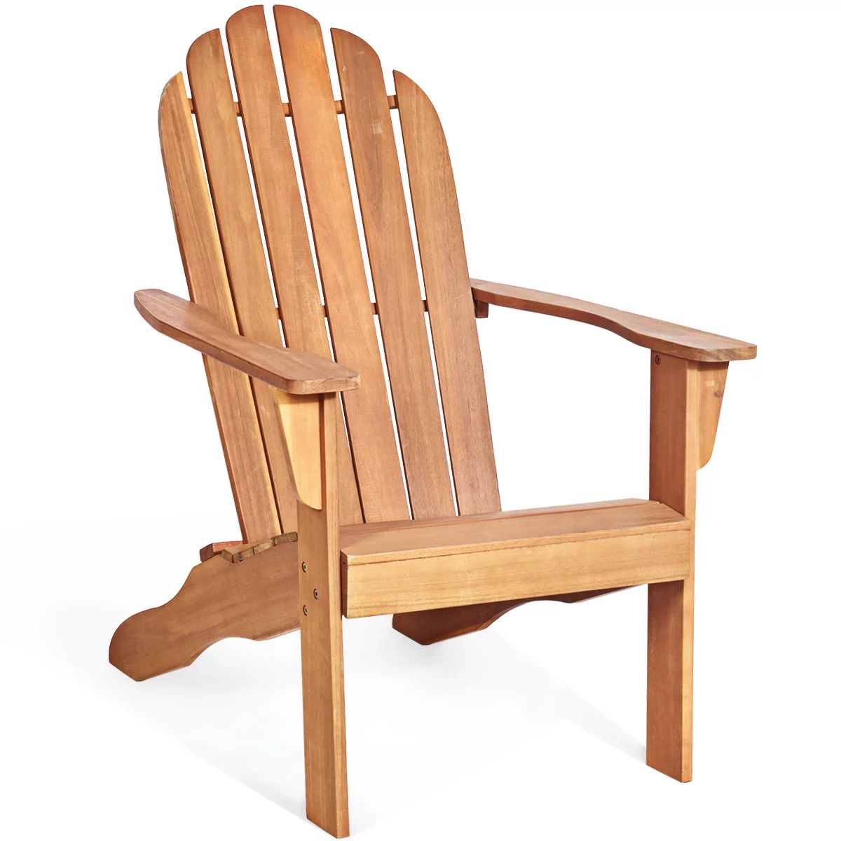 Costway Outdoor Adirondack Chair Solid Wood Durable Patio Garden Furniture Natural - Walmart.com | Walmart (US)