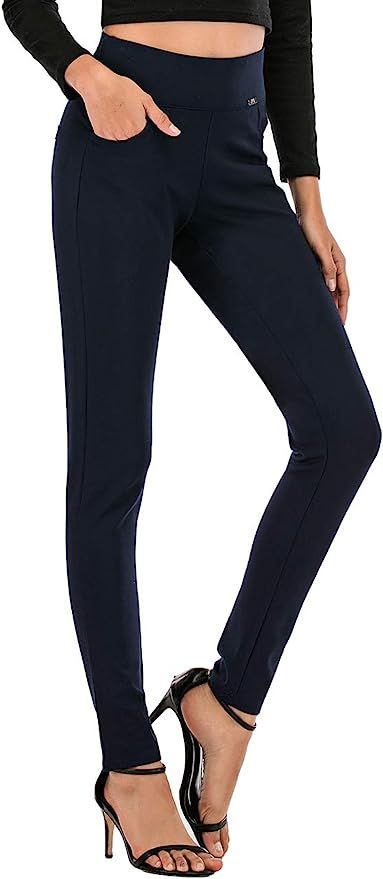 neezeelee Dress Pants for Women Comfort Stretch Slim Fit Leg Skinny High Waist Pull on Pants with... | Amazon (US)