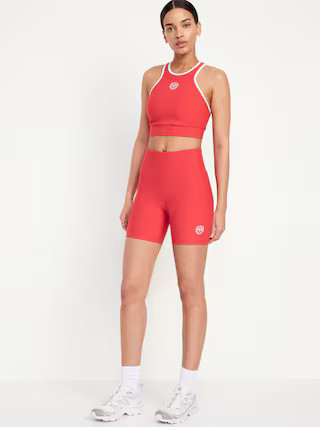 High-Waisted PowerSoft Biker Shorts -- 6-inch inseam | Old Navy (US)