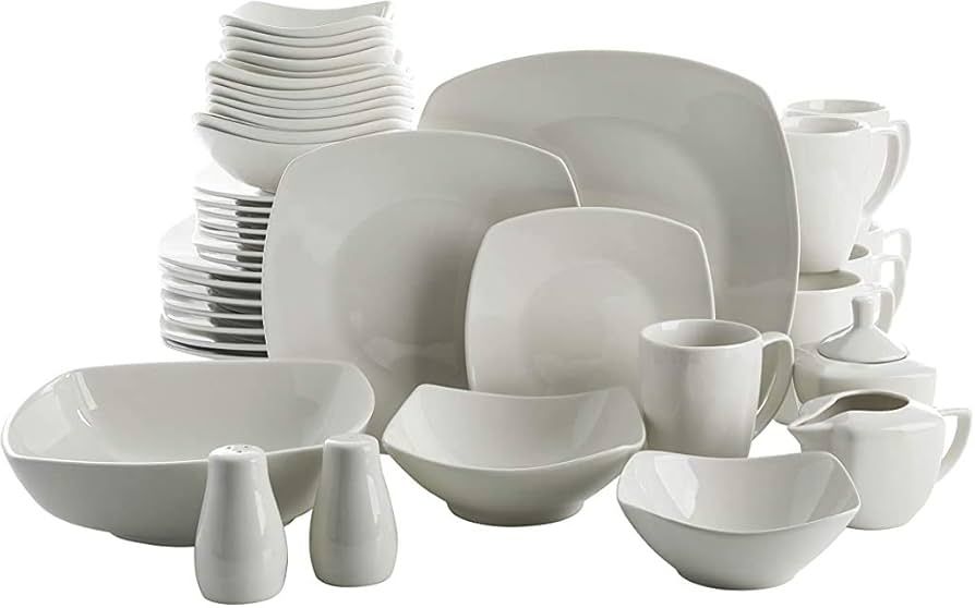 Gibson Home Zen Buffet Dinnerware Set, Service for 6 (39pcs), White (Square) | Amazon (US)