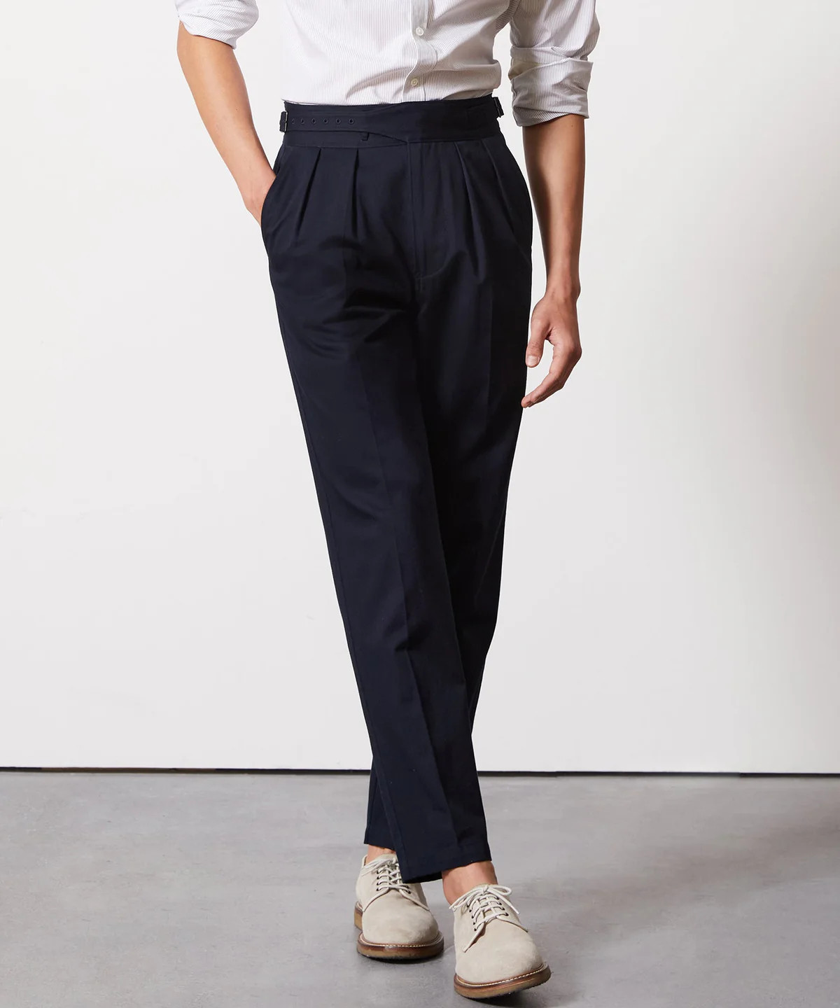 Lightweight Italian Cotton Gurkha Trouser in True Navy | Todd Snyder