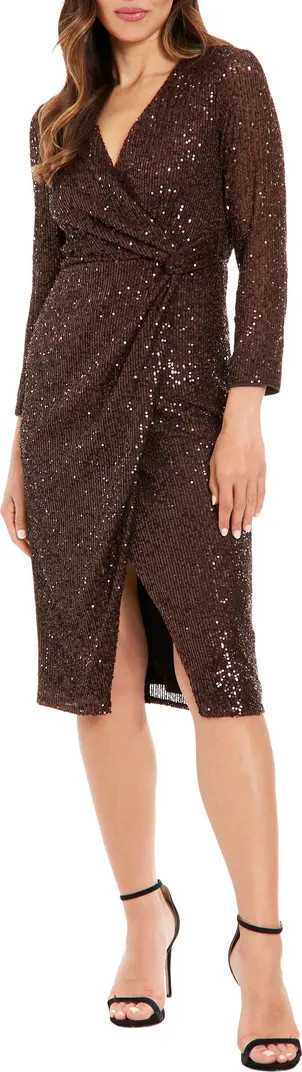 London Times Sequin Surplice V-Neck Wrap Dress | Nordstromrack | Nordstrom Rack