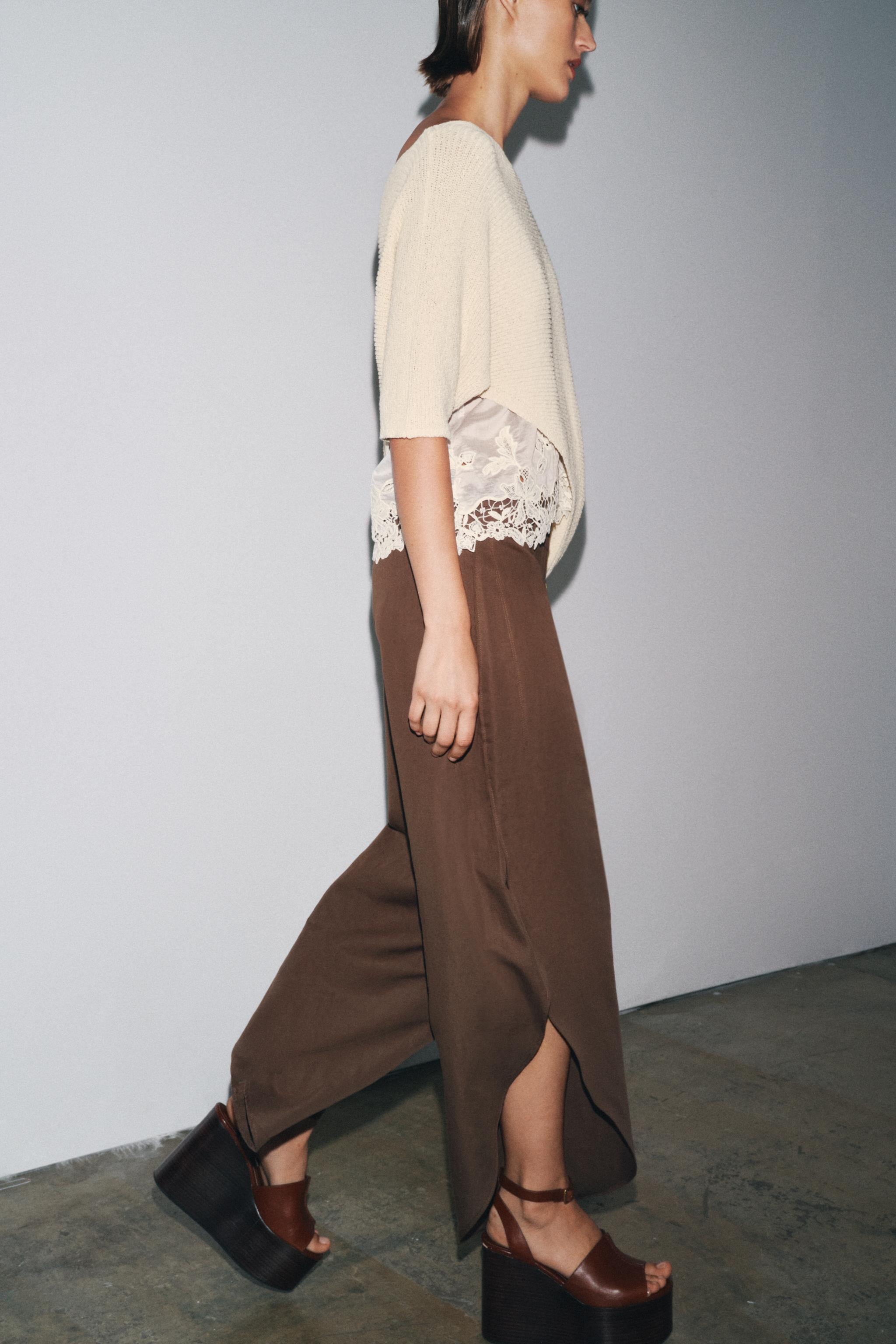 ZW COLLECTION WIDE-LEG PANTS WITH VENTS | Zara US