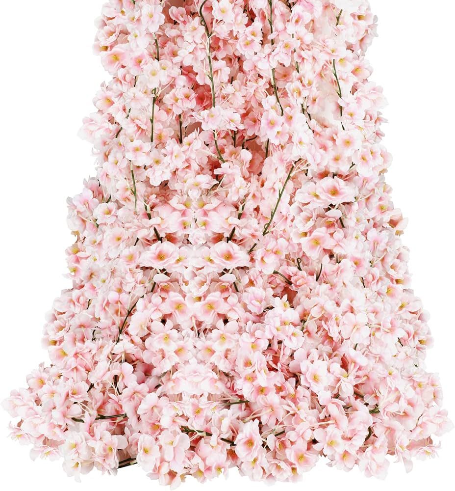 Sunm Boutique Artificial Cherry Blossom Garland Cherry Blossom Hanging Vine Silk Sakura Vines Gar... | Amazon (US)