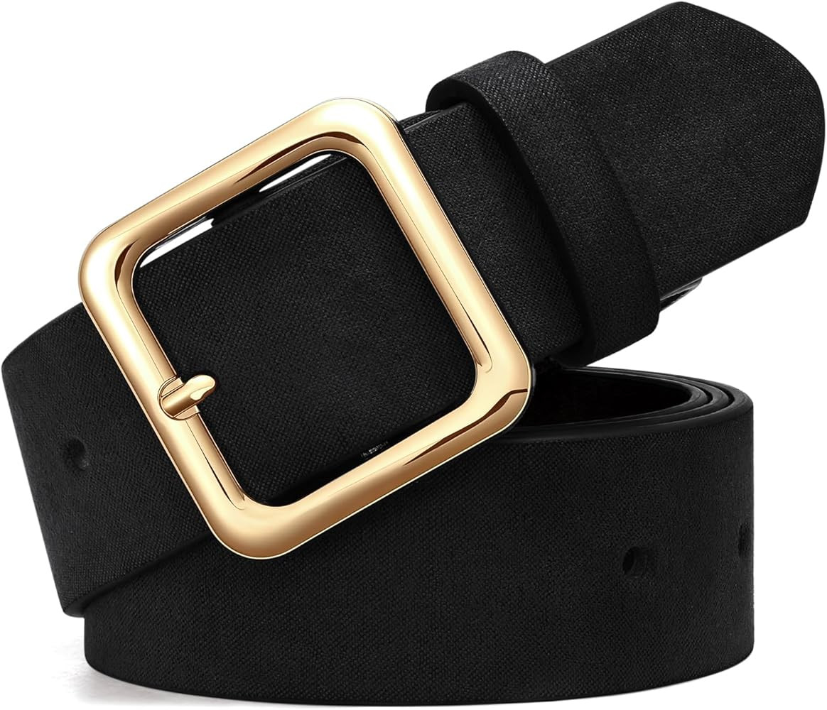 XZQTIVE Women’s Suede Belt for Jeans Pants Dresses Fashion Ladies Dark Brown Belt with Gold Buc... | Amazon (US)