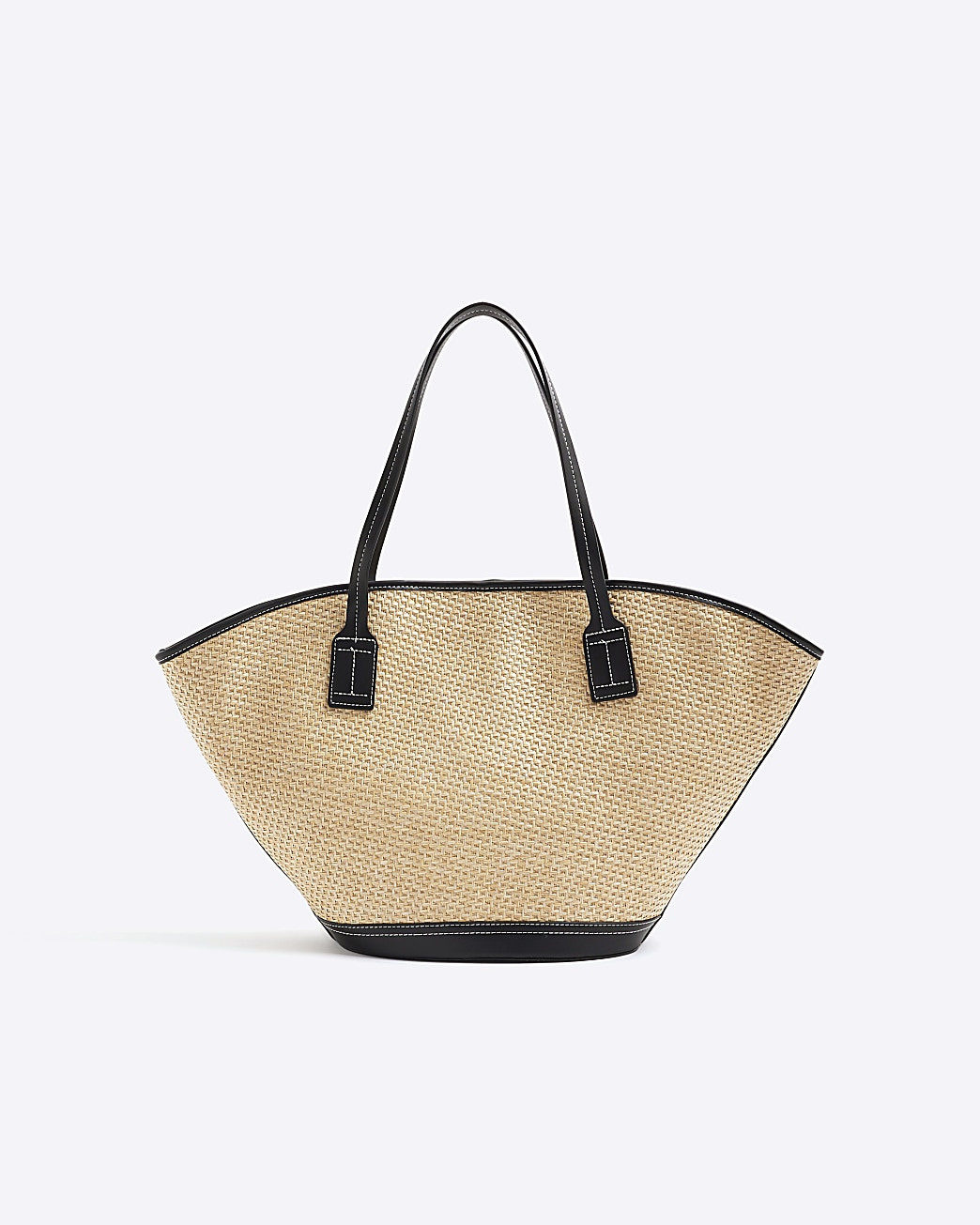 Black raffia lace up tote bag | River Island (UK & IE)