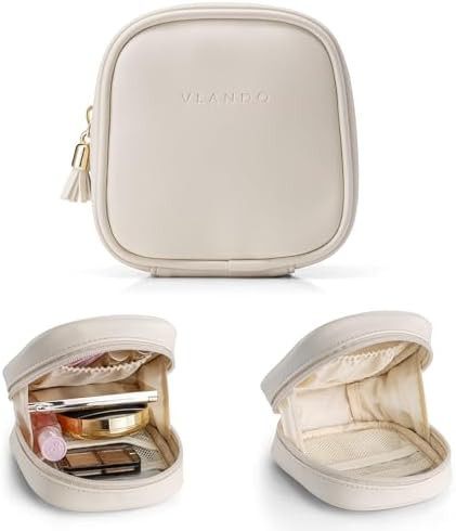 VLANDO Small Makeup Bag for Purse,Mini Water-Resistant Pouch with Pockets | Organizes Lipstick,Co... | Amazon (US)