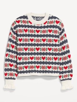 Loose Crew-Neck Wool-Blend Cropped Sweater | Old Navy (US)