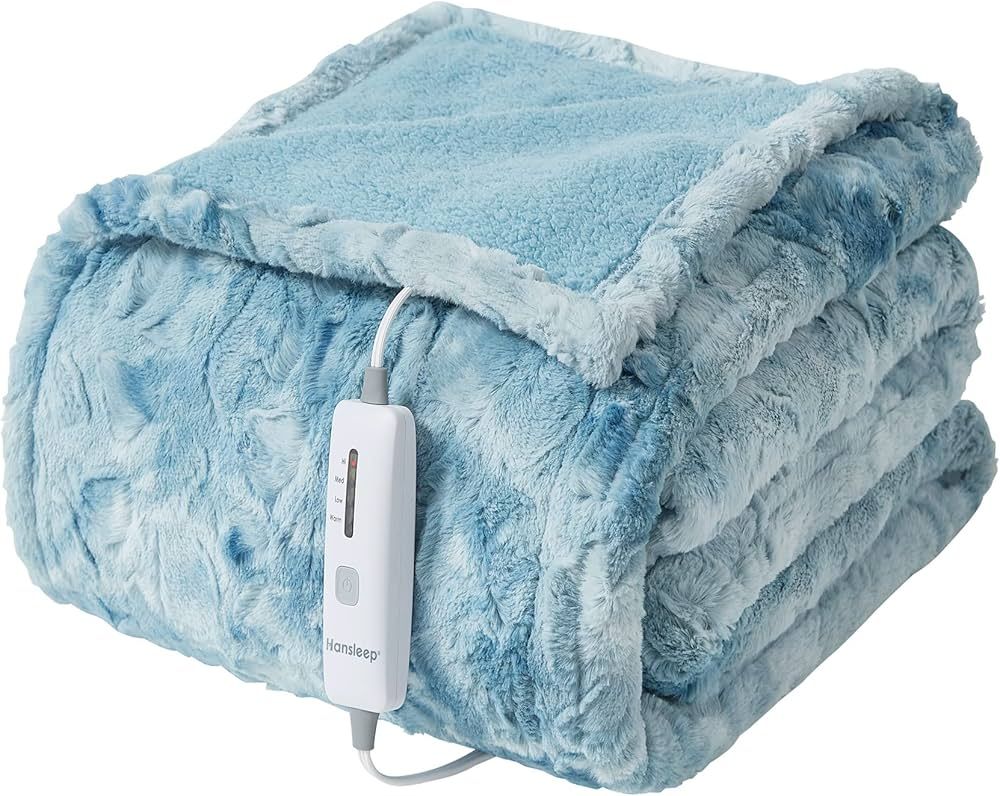 Hansleep Heated Blanket Electric Blanket Twin - Faux Fur Twin Heating Blanket Super Cozy with 4 H... | Amazon (US)