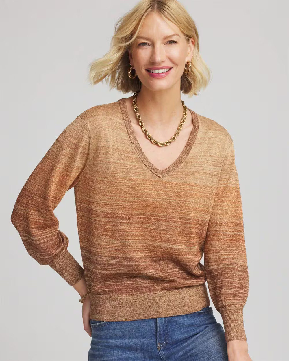 Ombre Metallic Pullover Sweater | Chico's