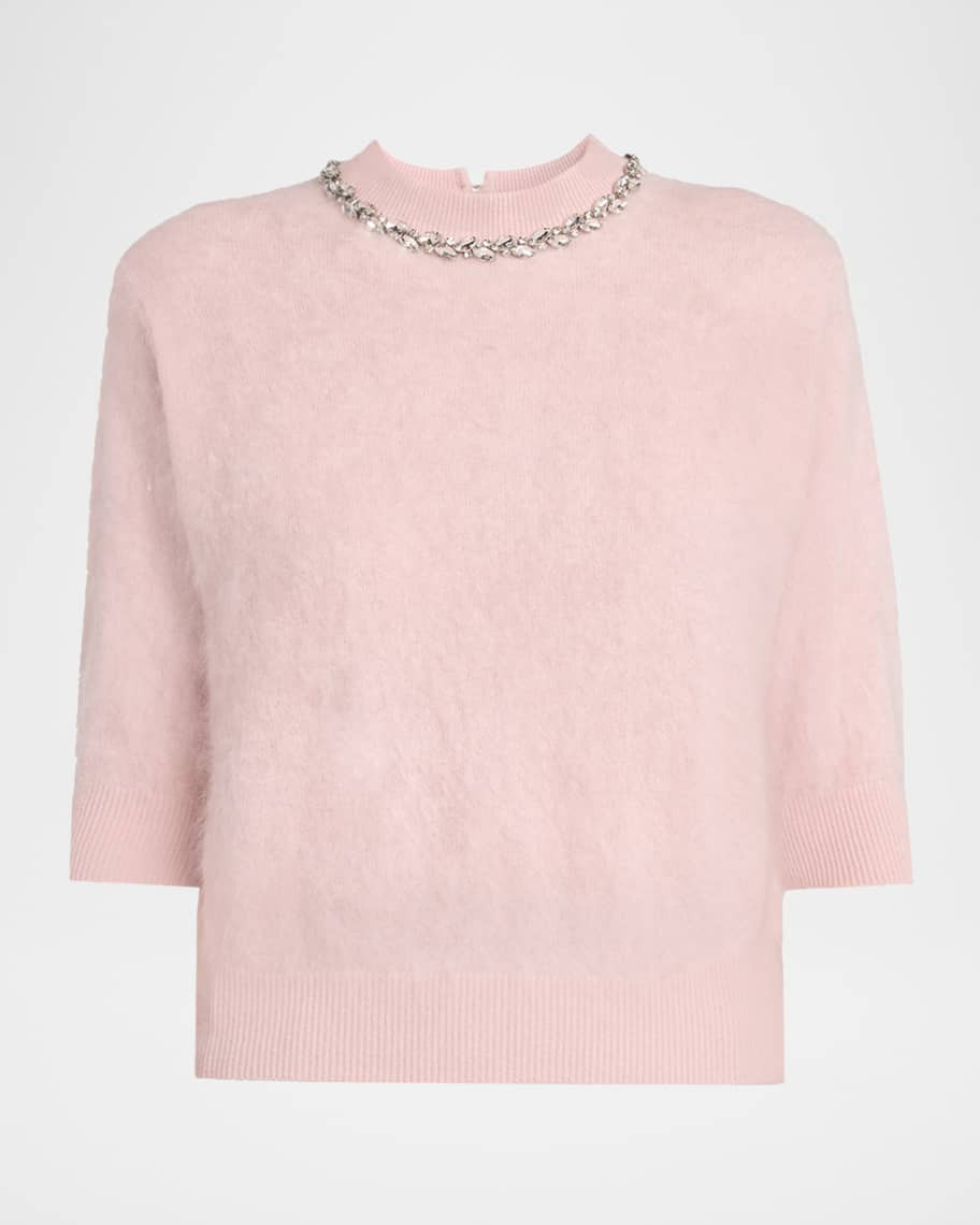 Autumn Cashmere Crystal-Trim Brushed Cashmere Sweater | Neiman Marcus