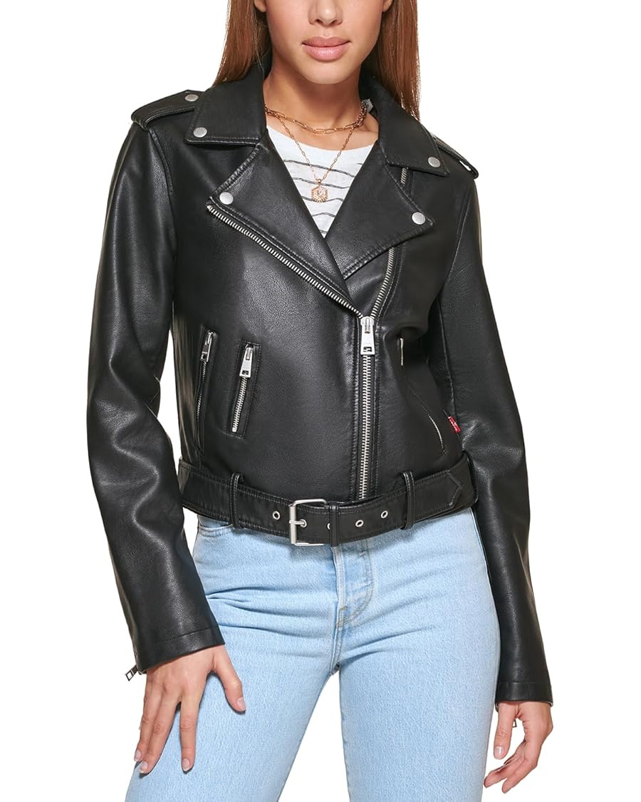 Levi's Women's Belted Faux Leather Moto Jacket (Regular & Plus Size) | Amazon (US)