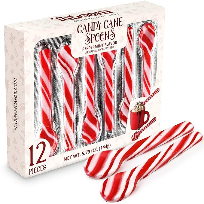 Taboom Peppermint Spoons – Pack of 12 Stunning Candy Cane Spoons – Perfect Christmas Candy ... | Amazon (US)